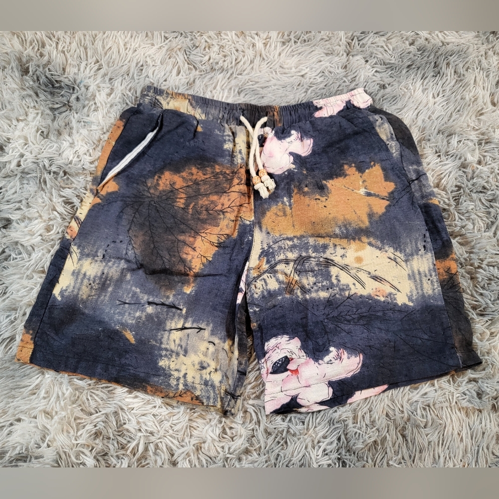 Boy's Large Cotton Blend Casual Japanese Style Pattern Drawstring Shorts